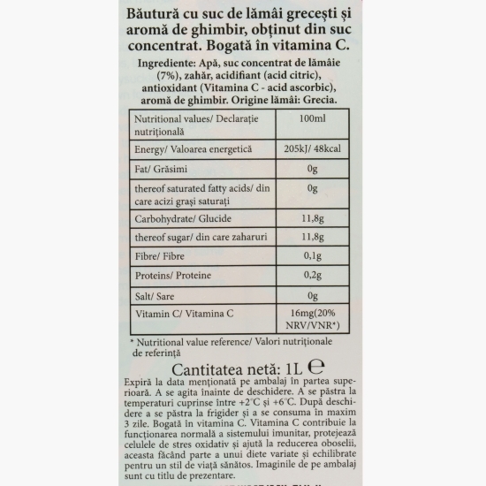 Limonadă ghimbir 1l