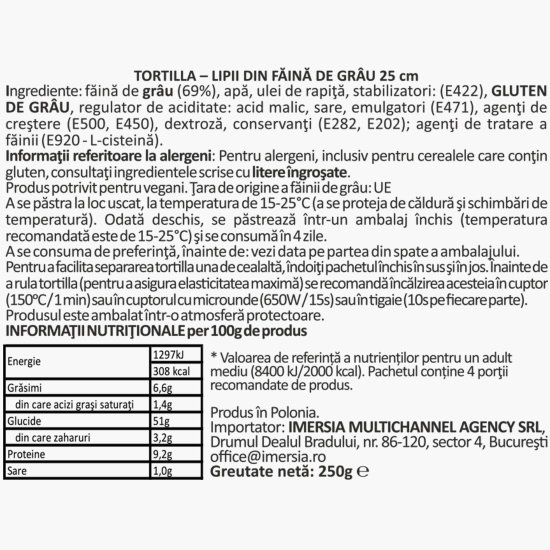 Lipii Tortilla Wraps Original 4x62.5g, 250g