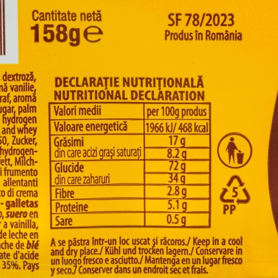 Biscuiți Crunchy cu vanilie 158g