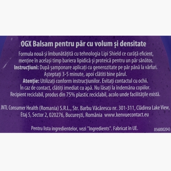 Balsam pentru păr cu volum și densitate 385ml