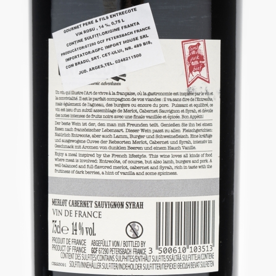 Vin roșu sec Entrecôte, 14%, 0.75l
