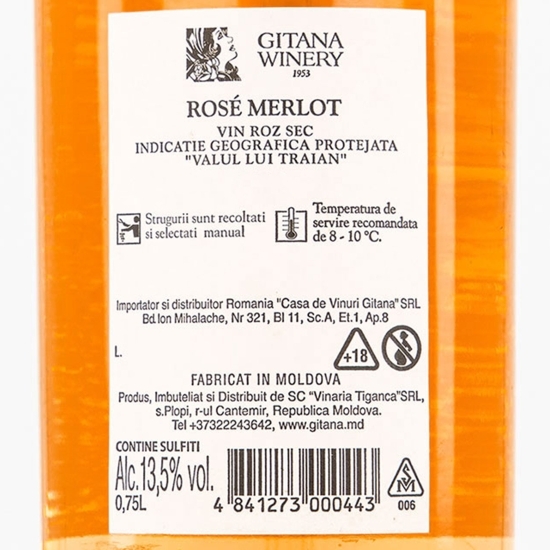 Vin rose sec Merlot Rezerva, 13.5%, 0.75l