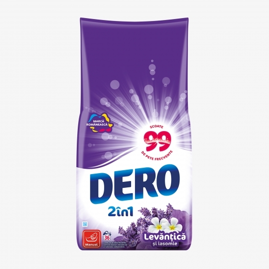 Detergent de rufe pudră manual 2în1 levănțică și iasomie 36 spălări, 1.8kg