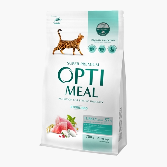 Hrană uscată pentru pisici sterilizate 700g, cu curcan și ovăz