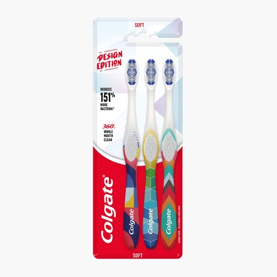 Pachet: 3x periuță de dinți cu peri moi 360 Whole Mouth Clean