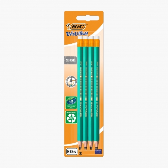 Set 8 creioane grafit cu radieră Evolution 655