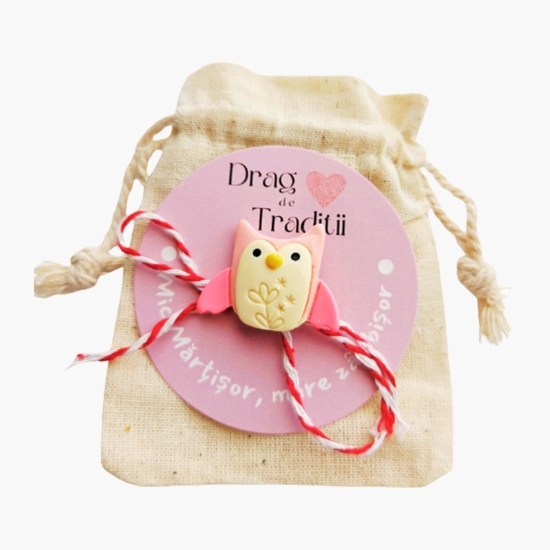 Mărțișor broșă Bufniță Visătoare, din rășină