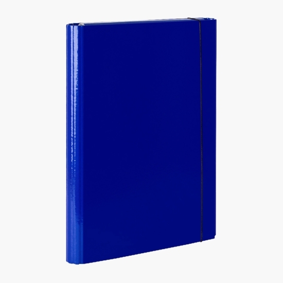 Mapă carton plastifiat, cu elastic, 25mm, albastru