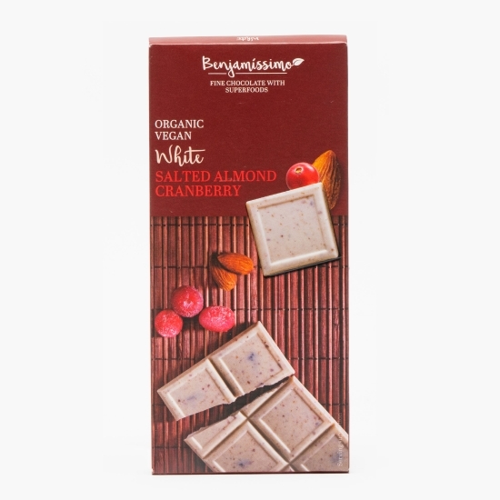Ciocolată albă eco Salted almonds&Cranberry 70g