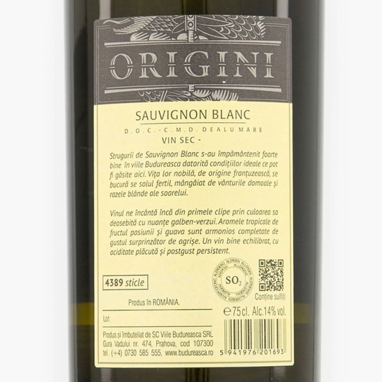 Vin alb sec Sauvignon Blanc, 14%, 0.75l