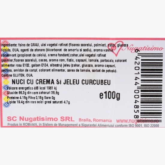 Nuci umplute cu cremă și jeleu Curcubeu 100g