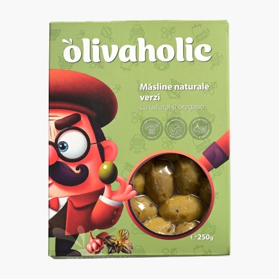 Măsline verzi întregi cu usturoi și oregano 250g