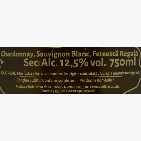 Vin alb sec Chardonnay & Sauvignon Blanc & Fetească Regală, 12.5%, 0.75l