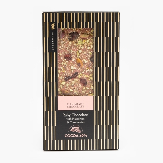 Ciocolată rubinie cu fistic și afine 100g