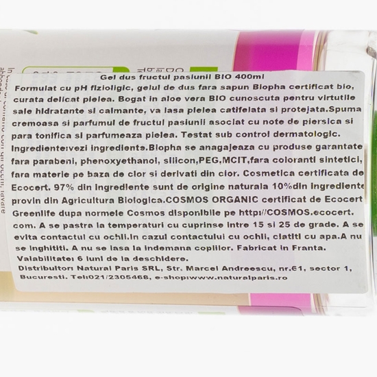 Gel de duș bio fructul pasiunii 400ml