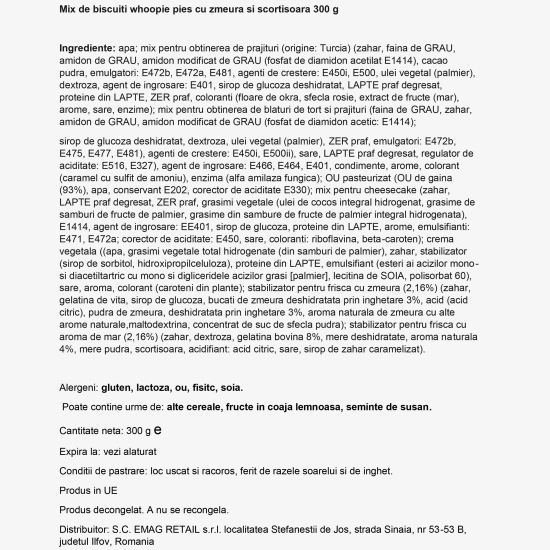 Mix biscuiți whoopie cu zmeură și scorțișoară 300g