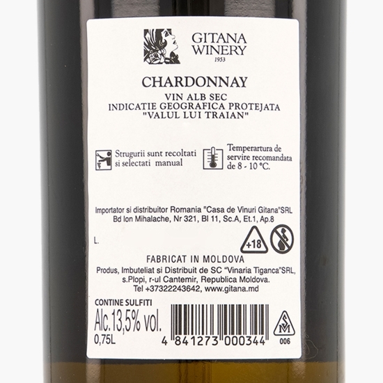 Vin alb sec Chardonnay Rezerva, 13.5%, 0.75l