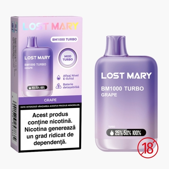 Țigară electronică de unică folosință BM1000 Turbo Grape, 2ml, 2% nicotină, 1000 pufuri