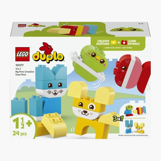 Animăluțe de companie creative 3 în 1, 10477 Duplo, 24 piese, +1 an jumătate