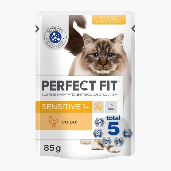Hrană umedă pentru pisici sensibile adulte 85g, cu pui în sos 