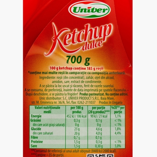 Ketchup dulce, fără E-uri, 700g