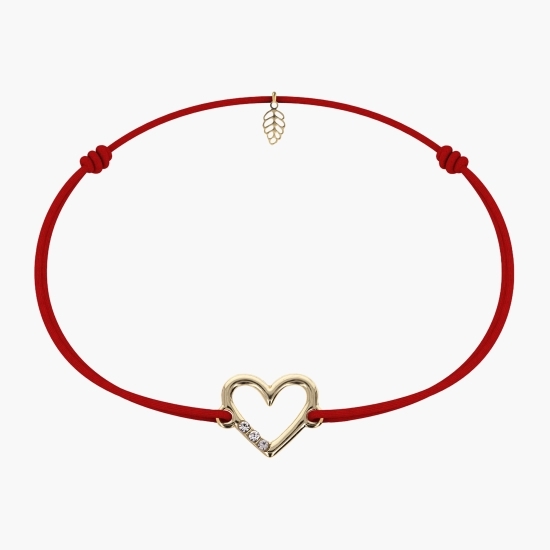 Mărțișor brățară inimă, placat cu aur