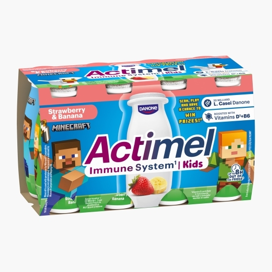 Iaurt de băut cu căpșuni și banane 8x100g