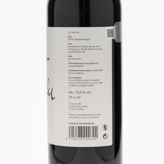 Vin roșu sec Perfect Simplu Fetească Neagră 2019, 13.8%, 0.75l