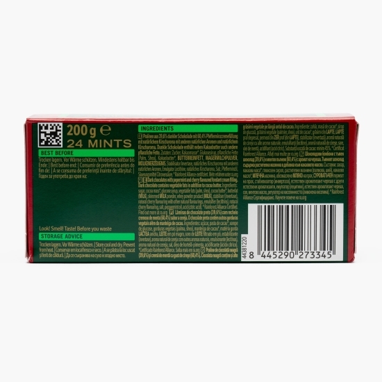 Praline de ciocolată neagră cu mentă și cireșe 200g