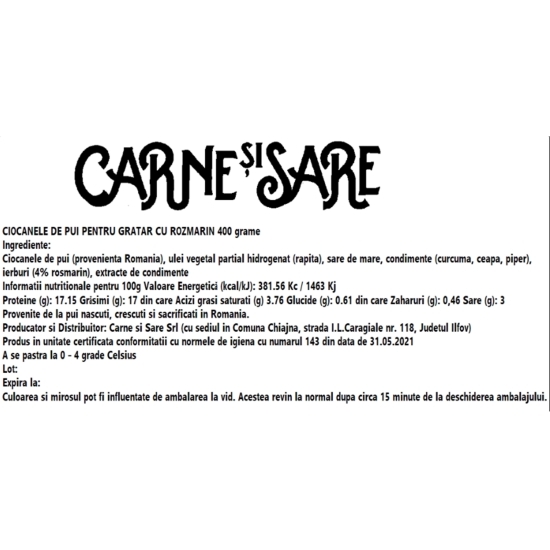 Ciocănele de pui pentru grătar cu rozmarin 400g